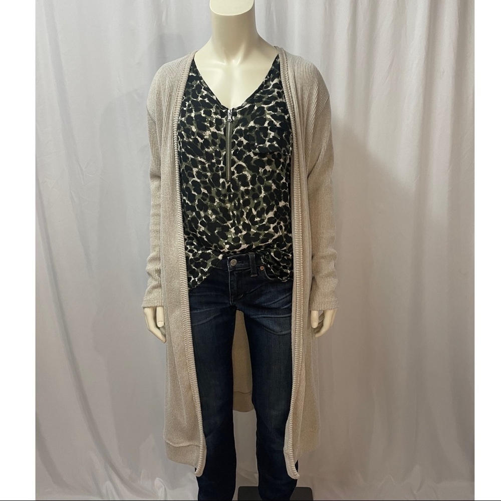 Aeropostale Maxi Length Cardigan Sweater,Low Calf, Beige, Size Medium